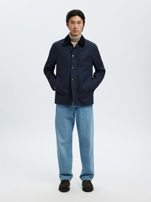 Selected Homme Walter Wax Jacket in Sky Captain