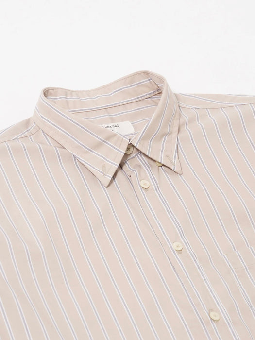 Universal Works Lazy Day Shirt in Sand Urban Stripe