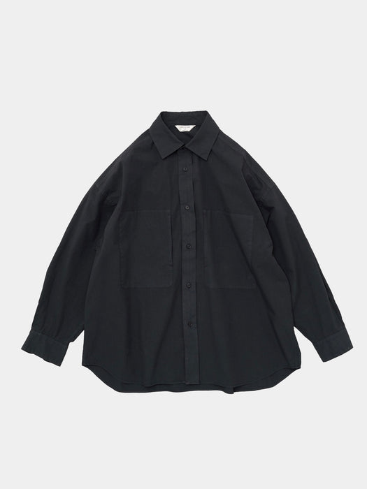 Still By Hand  Overshirt in Black Navy Overdye