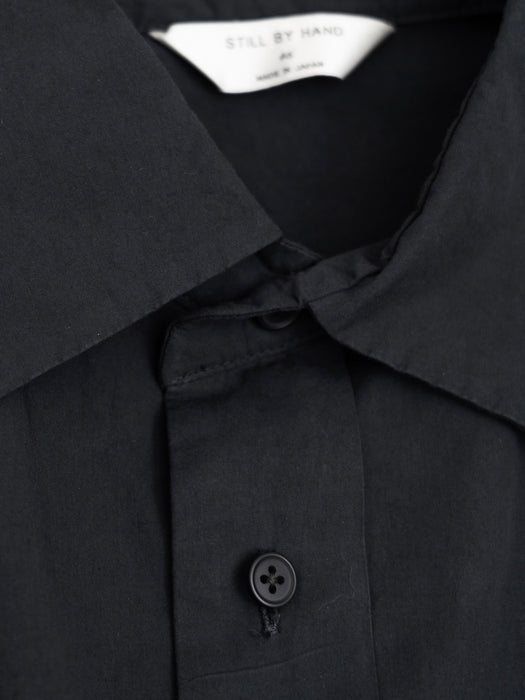 Still By Hand  Overshirt in Black Navy Overdye