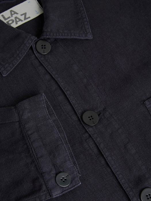La Paz Baptista Worker Jacket in Dark Navy Linen