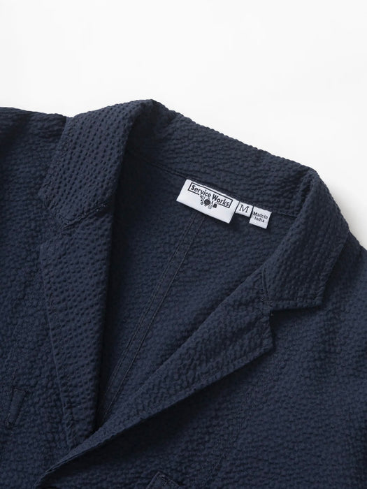 Service Works Server Jacket in Dark Navy Seersucker