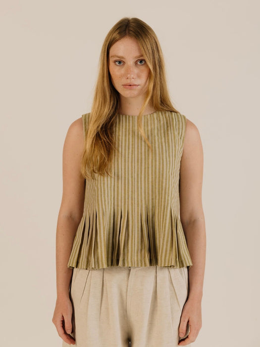 Sideline Minnie Top in Ochre Stripe