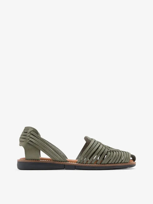 Lola Almagro Woven Soana Sandals in Wasabi