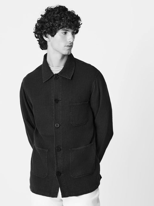 La Paz Baptista Worker Jacket in Dark Navy Linen