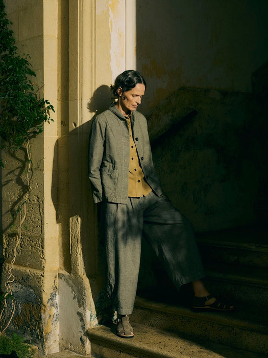 Toast Wide Leg Trousers in Vintage White/Black Micro-Houndstooth Vintage