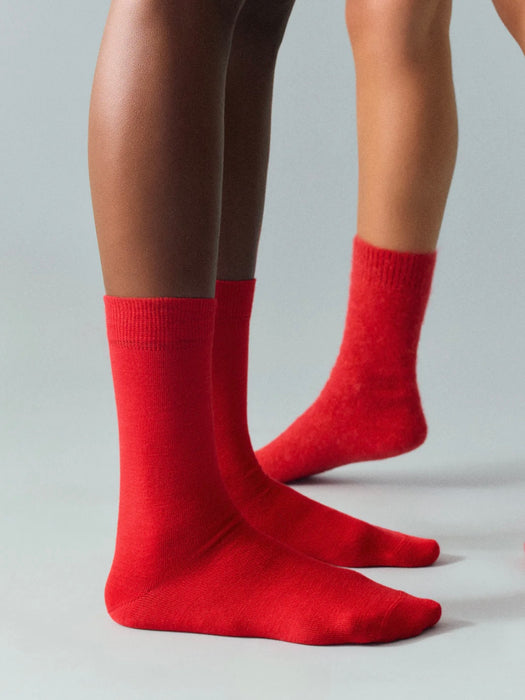 Pairs Merino Socks in Postbox Red