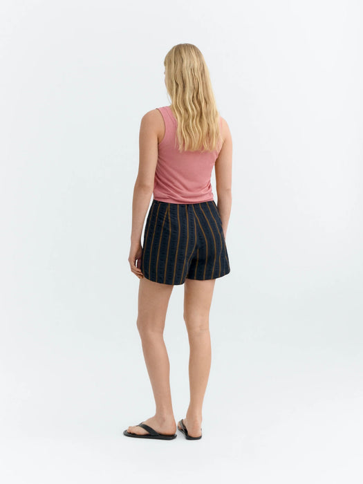 Thinking Mu Nar Shorts in Seersucker Portbou Stripe