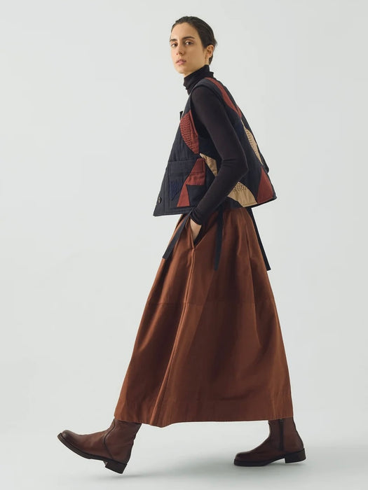 Toast Women Slant Pleat Skirt in Brick