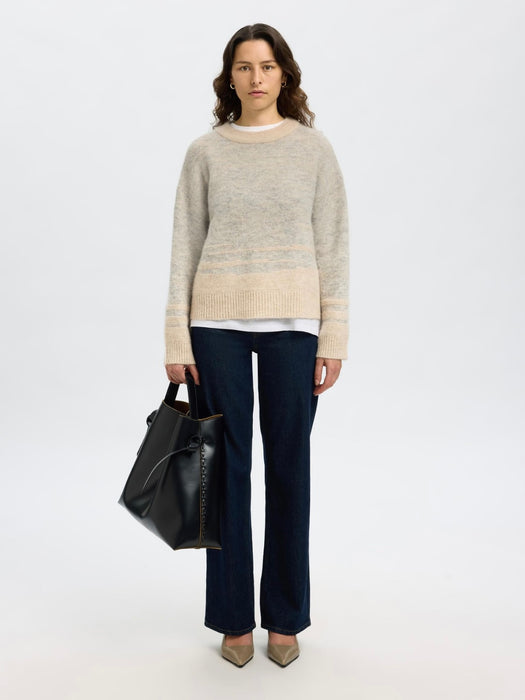 Selected Femme Alva Structure Knit in Light Grey / Birch