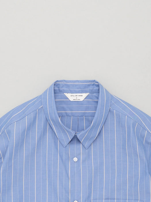 Still By Hand Regular Collar Shirt in Blue Stripe