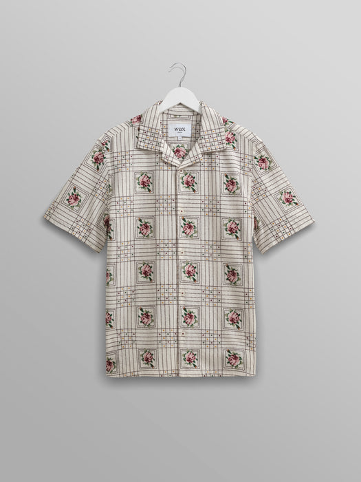 Wax Didcot Shirt in Ecru Tapestry Embroidery