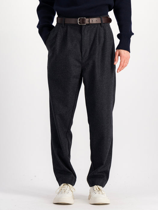 Parages Double Pleat Pants in Dark Grey Flannel