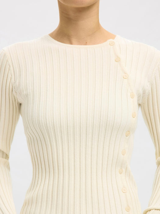 Selected Femme Helen LS Button Top in Birch