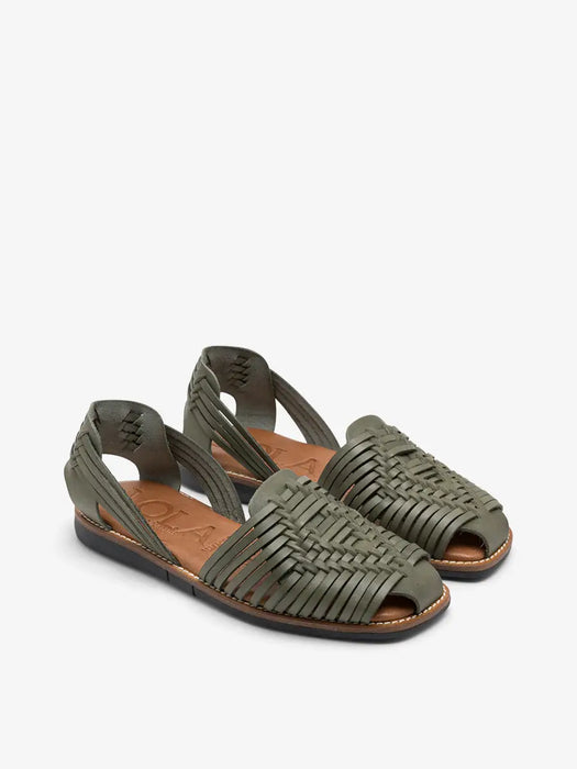 Lola Almagro Woven Soana Sandals in Wasabi