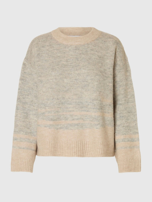 Selected Femme Alva Structure Knit in Light Grey / Birch