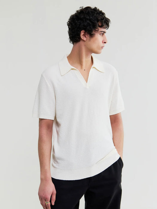 Wax  Sienna SS Polo in Ecru Bouclé