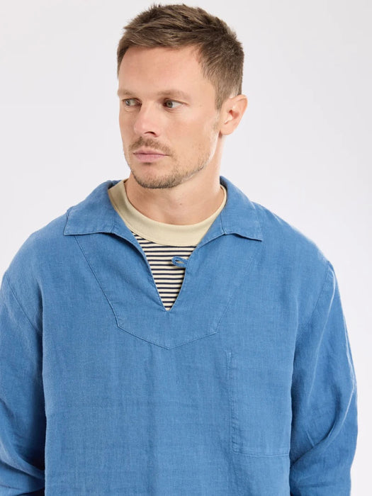 Armor Lux Vareuse Linen Top in Dark Blue