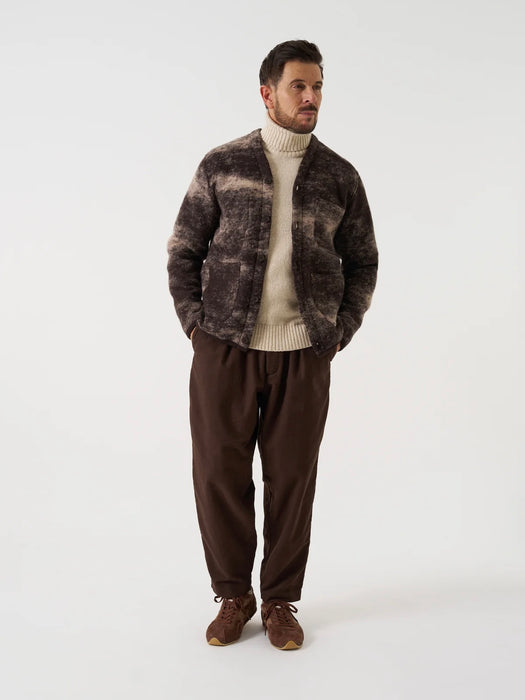 Universal Works Cloud Camo Cardigan in Brown