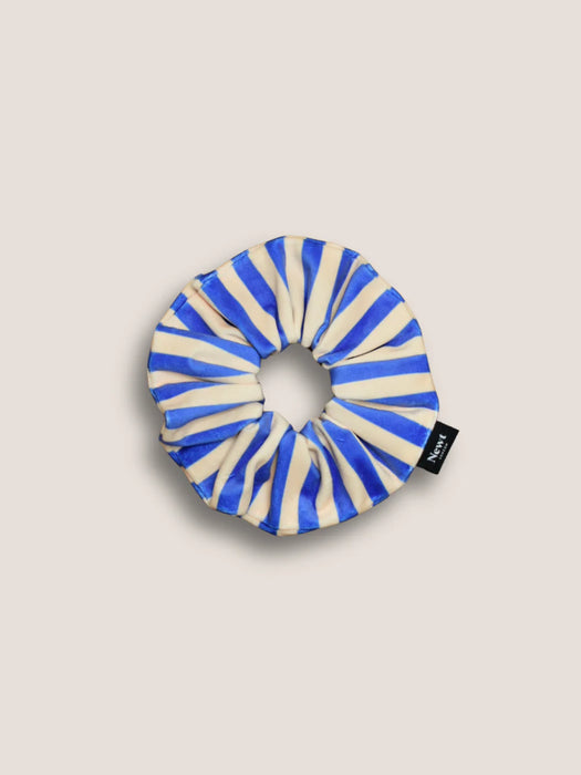 Newt London Icon Scrunchie in Blue & White Stripe