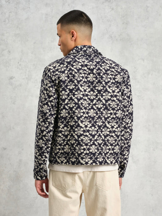 Wax Eldon Jacket in Navy Ecru Flower Jacquard