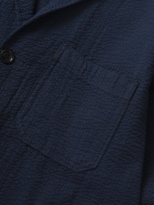 Service Works Server Jacket in Dark Navy Seersucker