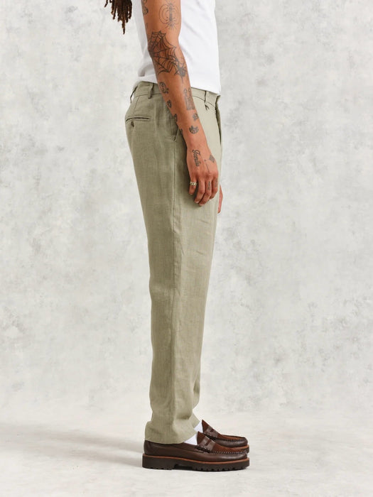Wax Alp Smart Trouser in Pale Khaki Linen