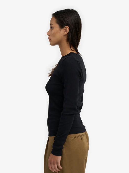 Colorful Standard Women's Rib Longsleeve Tee in Deep Black
