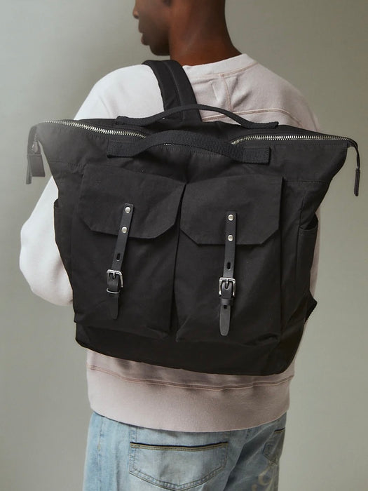 Ally Capellino Frank Backpack in Black Wax Cotton