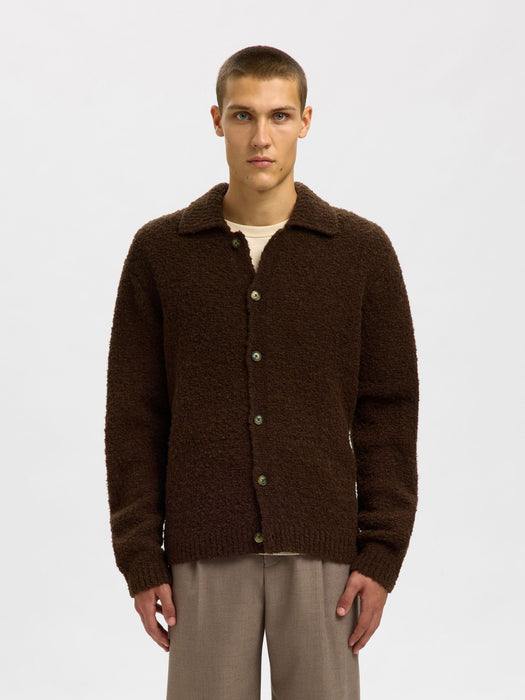 Selected Homme Loyd Boucle Cardigan in Demitasse