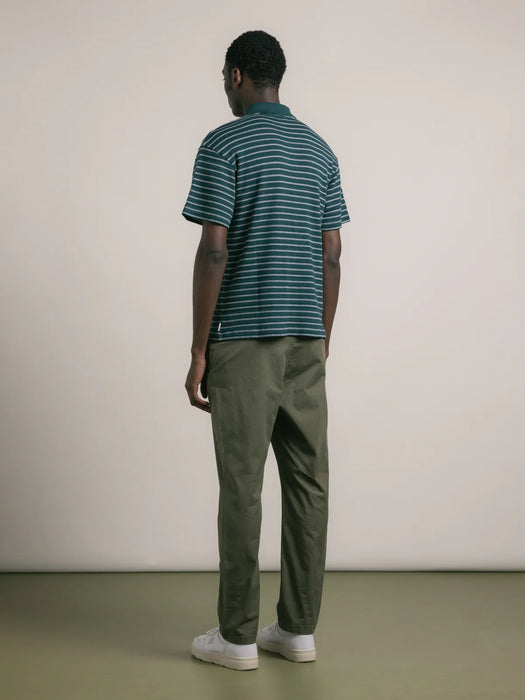 Kestin Dunn Polo in Green / Ecru Stripe