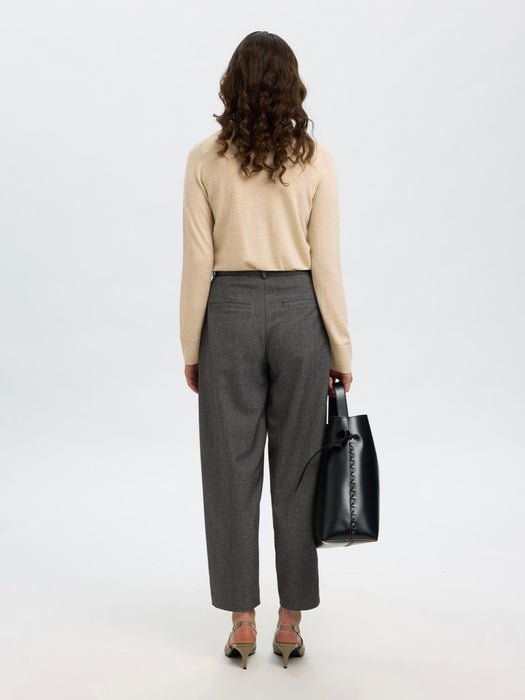 Selected Femme Merino O-Neck Knit in Oatmeal