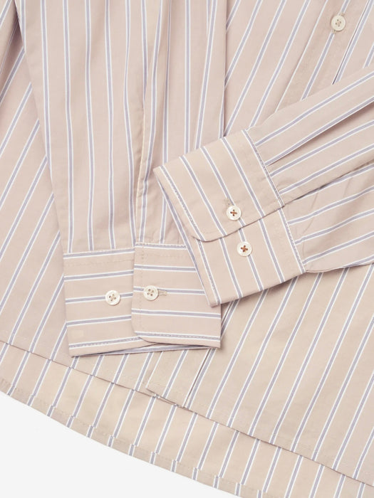 Universal Works Lazy Day Shirt in Sand Urban Stripe