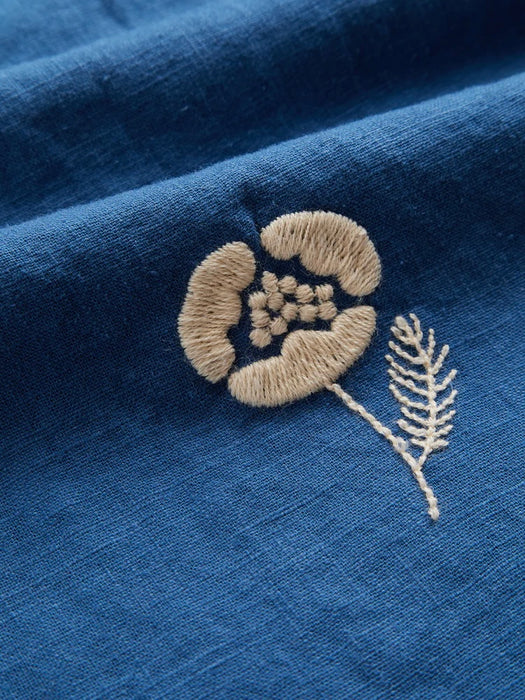 Portuguese Flannel Ramie Embroidery Shirt in Nature Blue