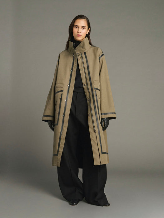 Soeur Luce Trench Coat in Black/Beige