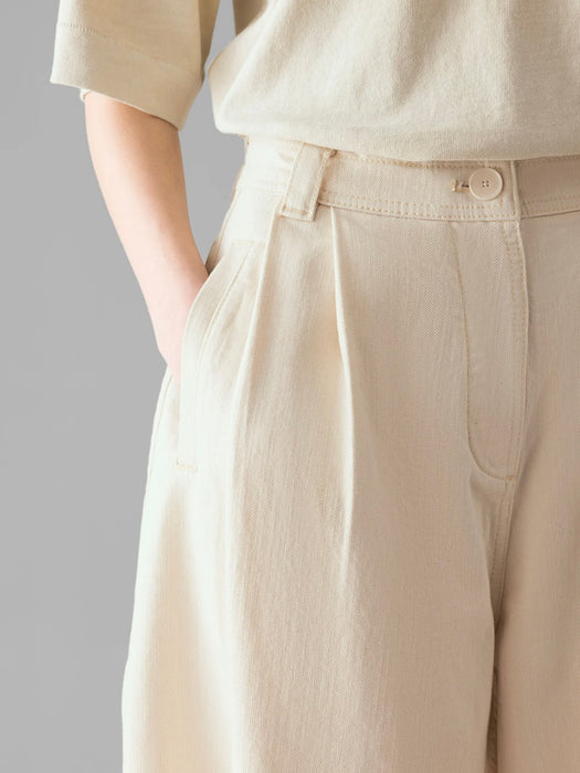 Toast Pleat Front Pant in Ecru Denim