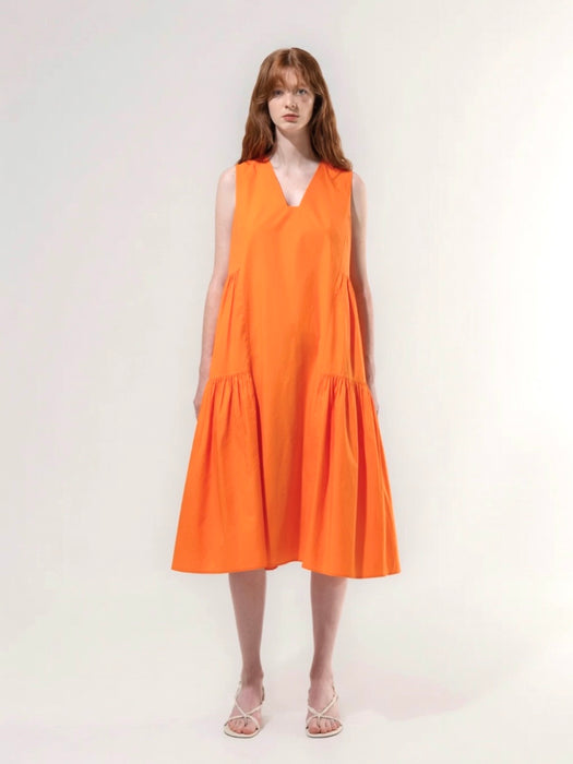 Emin & Paul Tierred Sleeveless Dress in Orange
