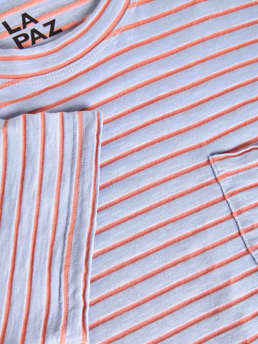 La Paz Guerreiro T-Shirt in Wind Blue / Sunrise Stripes