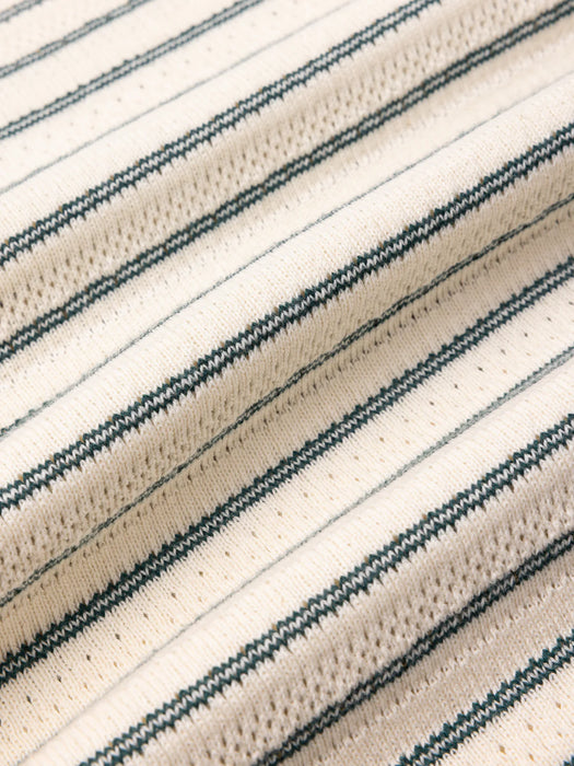 Kestin Dunn Polo in Ecru / Green Stripe
