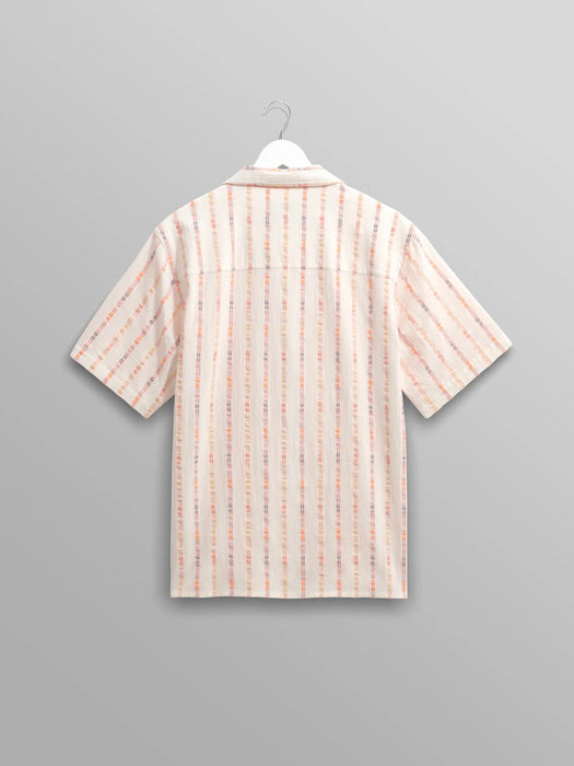 Wax Didcot SS Shirt in Ecru/Orange Multi-loom Stripe