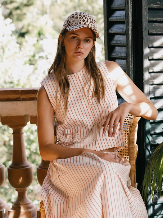 The Tiny Big Sister Thin Stripes Bow Vest in Off-White