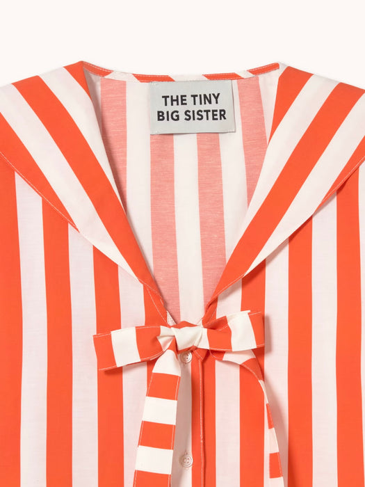 The Tiny Big Sister Striped Sailor Blouse in Summer Red