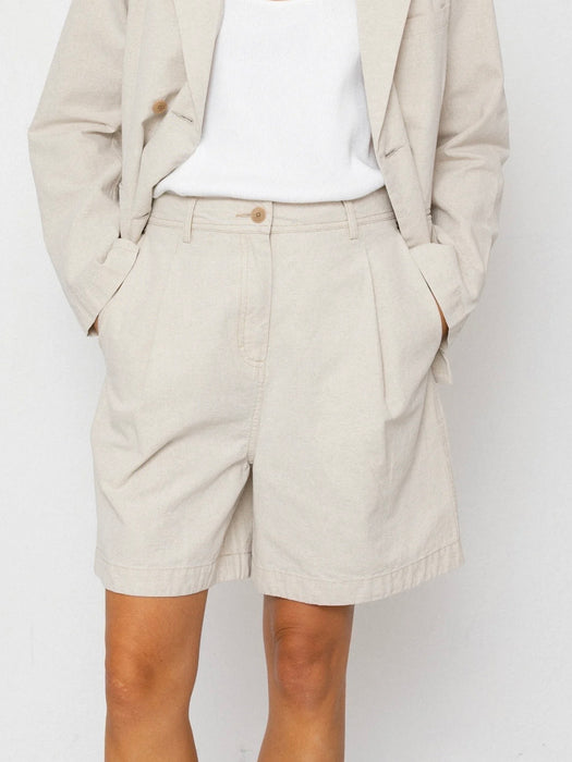 Folk Women Boyfriend Shorts in Natural Canvas