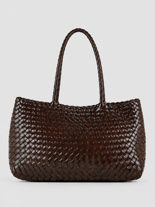 Ellyla Isla Woven Leather Shoulder Bag in Espresso