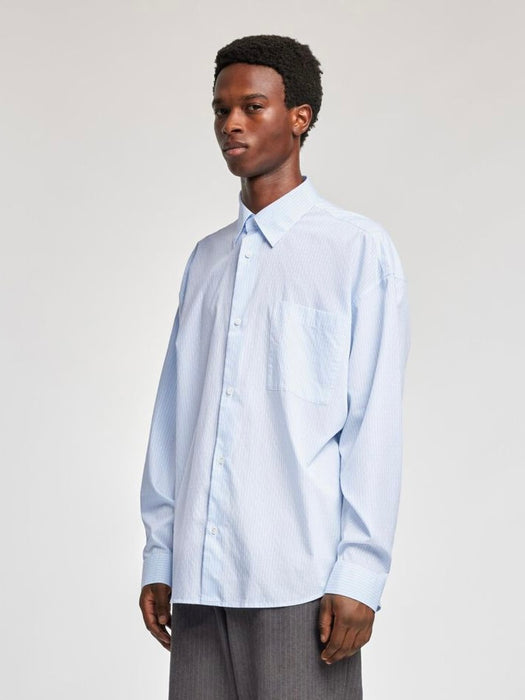 Annarr Volund Textured Stripe Shirt in Light Blue