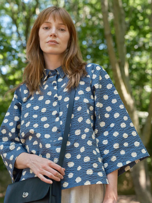 Kate Sheridan Folk Shirt in Blue Spot
