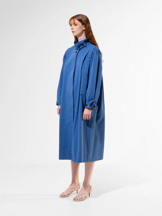 Emin & Paul Pleated Shoulder Coat in Blue