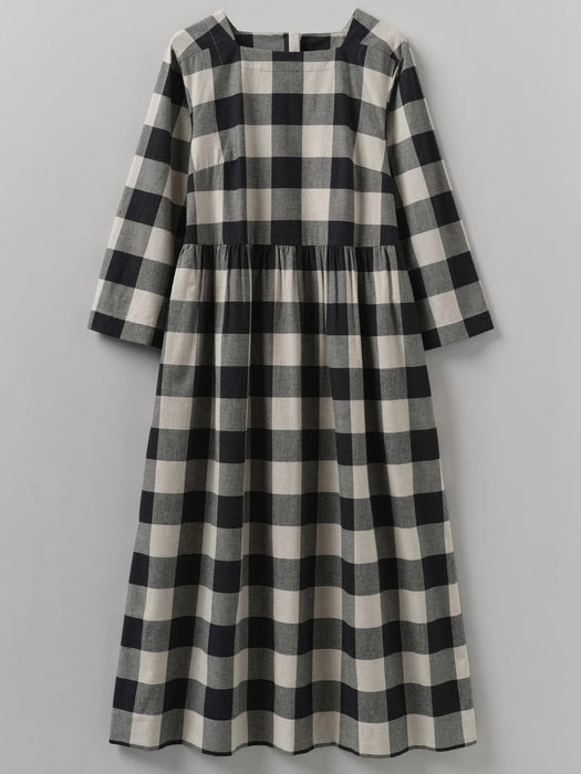 Toast Macro-Gingham Dress in Onyx/Ecru