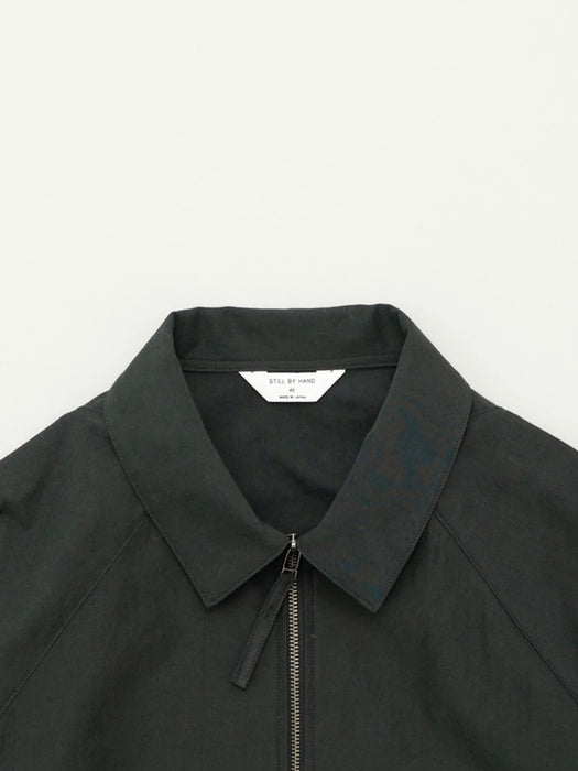 Still By Hand Moleskin Zip Blouson in Dark Green