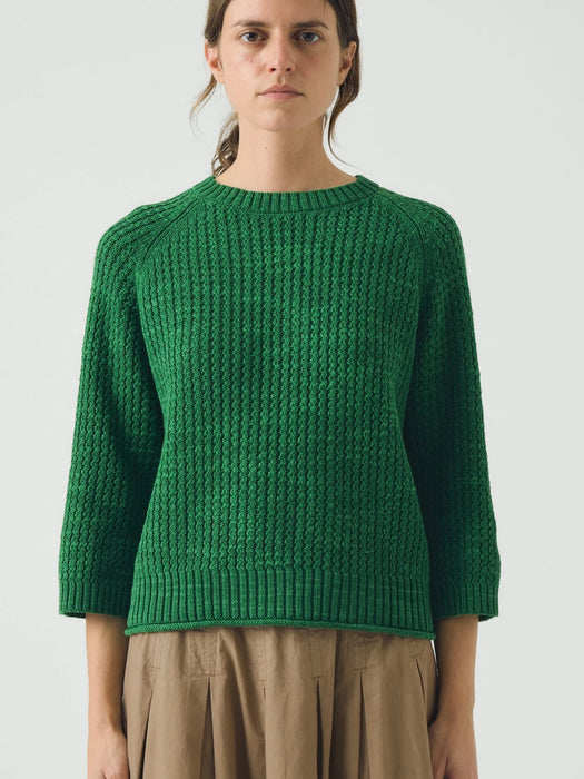 Toast Textured Rib Sweater in Viridian Green